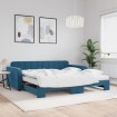 Sofá cama nido con colchón terciopelo azul 100x200 cm