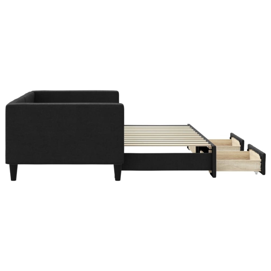 Sofá cama nido con cajones tela negro 90x200