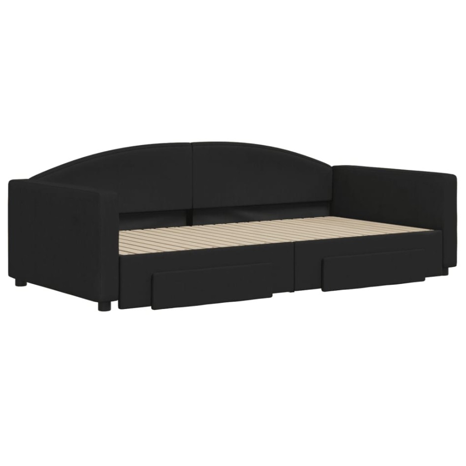 Sofá cama nido con cajones tela negro 100x200