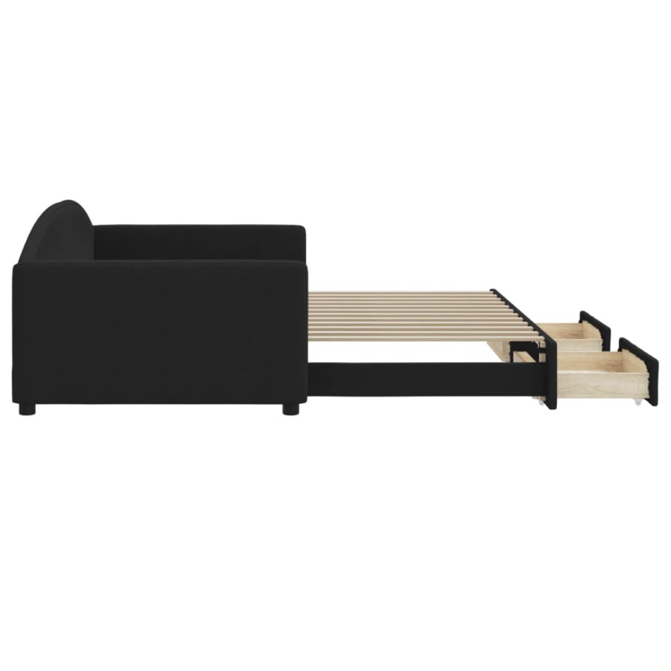 Sofá cama nido con cajones tela negro 100x200