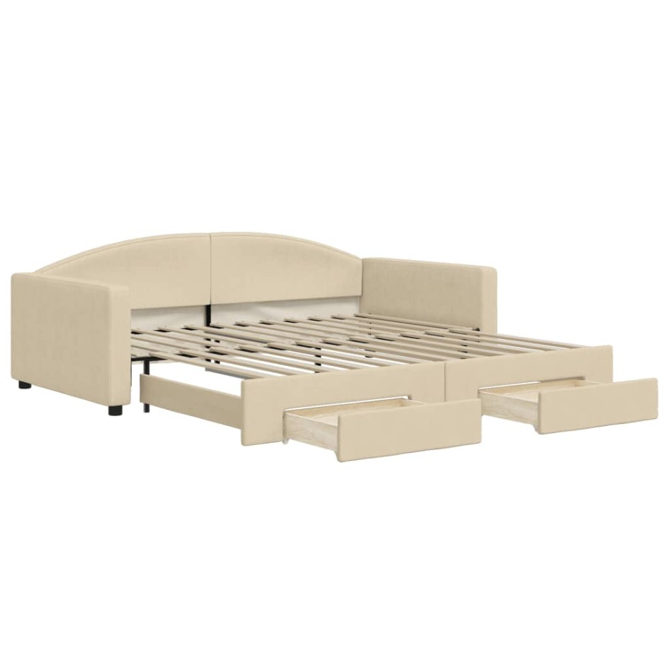 Sofá cama nido con cajones tela color crema 100x200