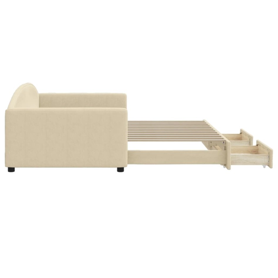 Sofá cama nido con cajones tela color crema 100x200