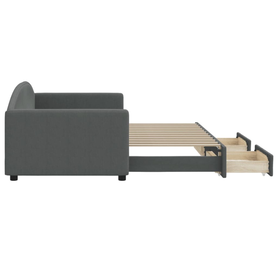 Sofá cama nido con cajones tela gris oscuro 90x200