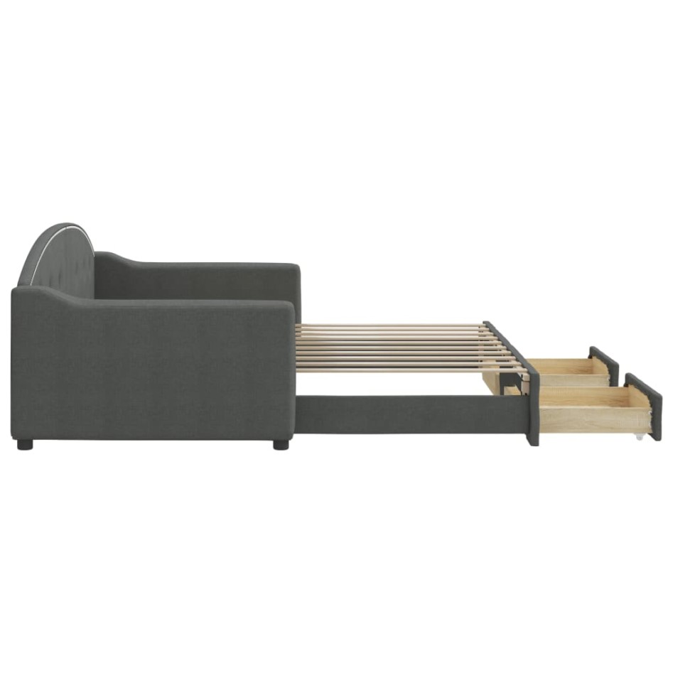 Sofá cama nido con cajones tela gris oscuro 90x190