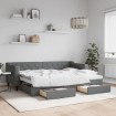 Sofá cama nido con cajones tela gris oscuro 80x200 cm