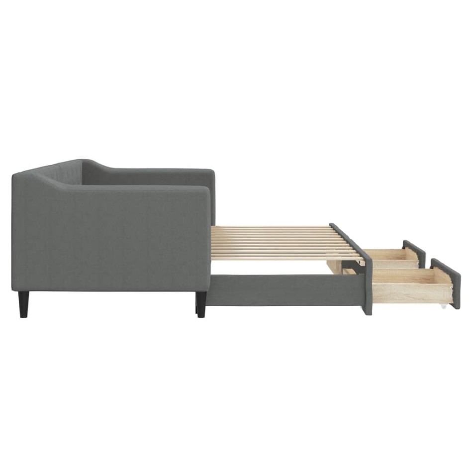 Sofá cama nido con cajones tela gris oscuro 80x200