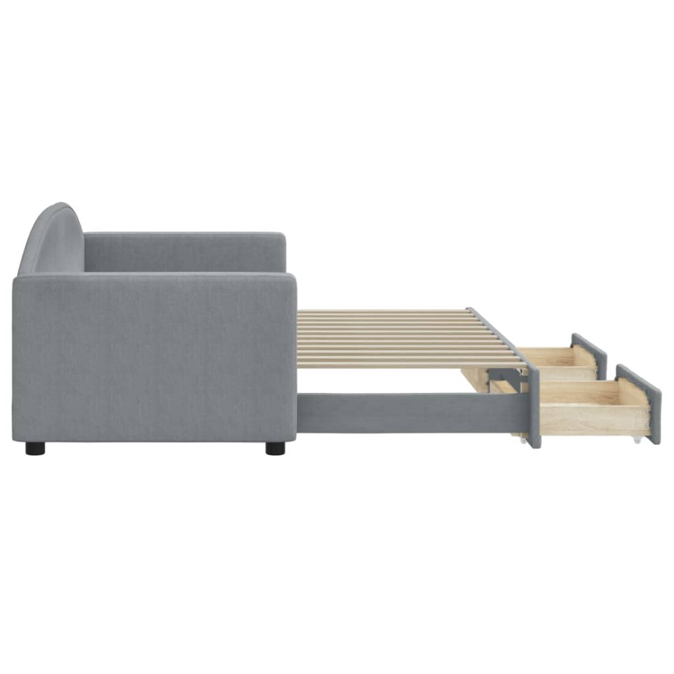 Sofá cama nido con cajones tela gris claro 80x200