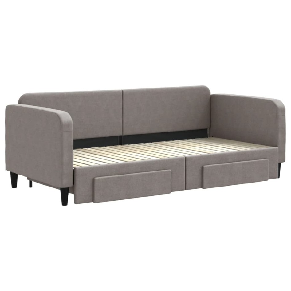 Sofá cama nido con cajones tela gris taupe 90x200