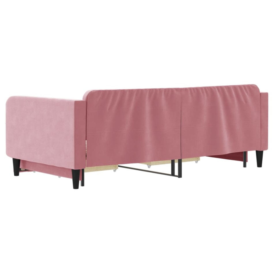 Sofá cama nido con cajones terciopelo rosa 100x200