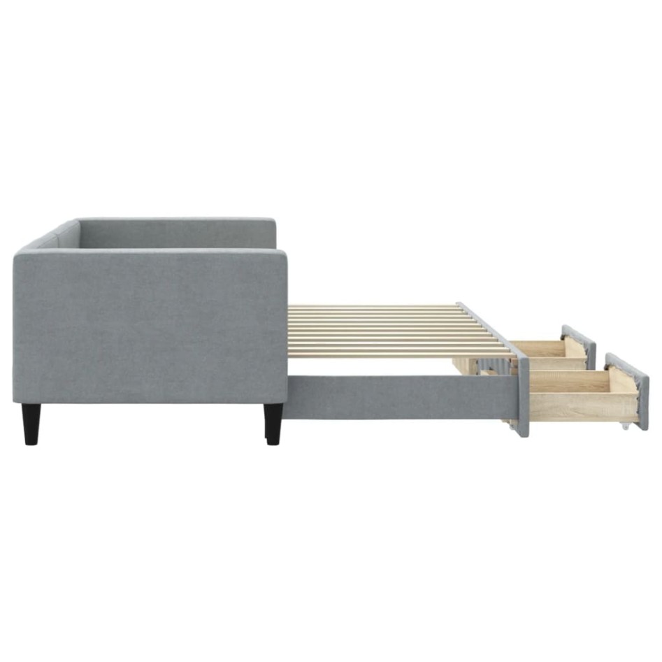 Sofá cama nido con cajones tela gris claro 80x200