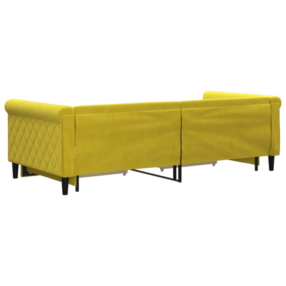 Sofá cama nido con cajones terciopelo amarillo 90x200