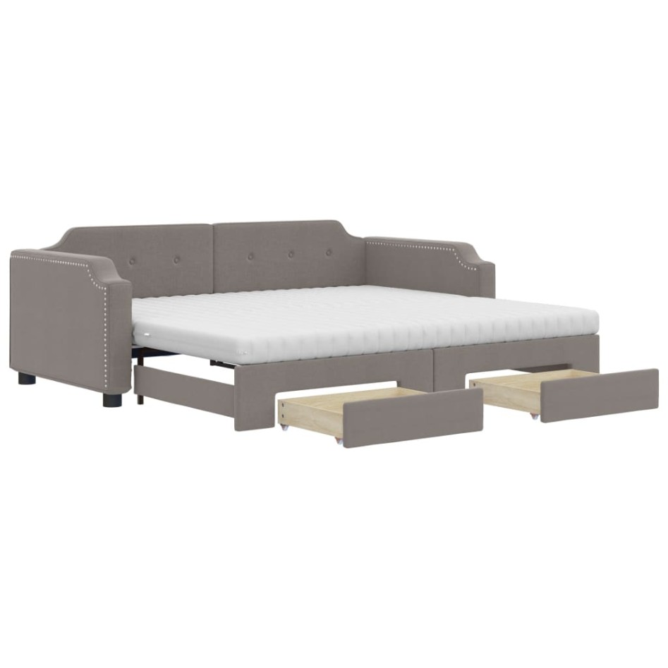 Sofá cama nido con cajones tela gris taupe 80x200