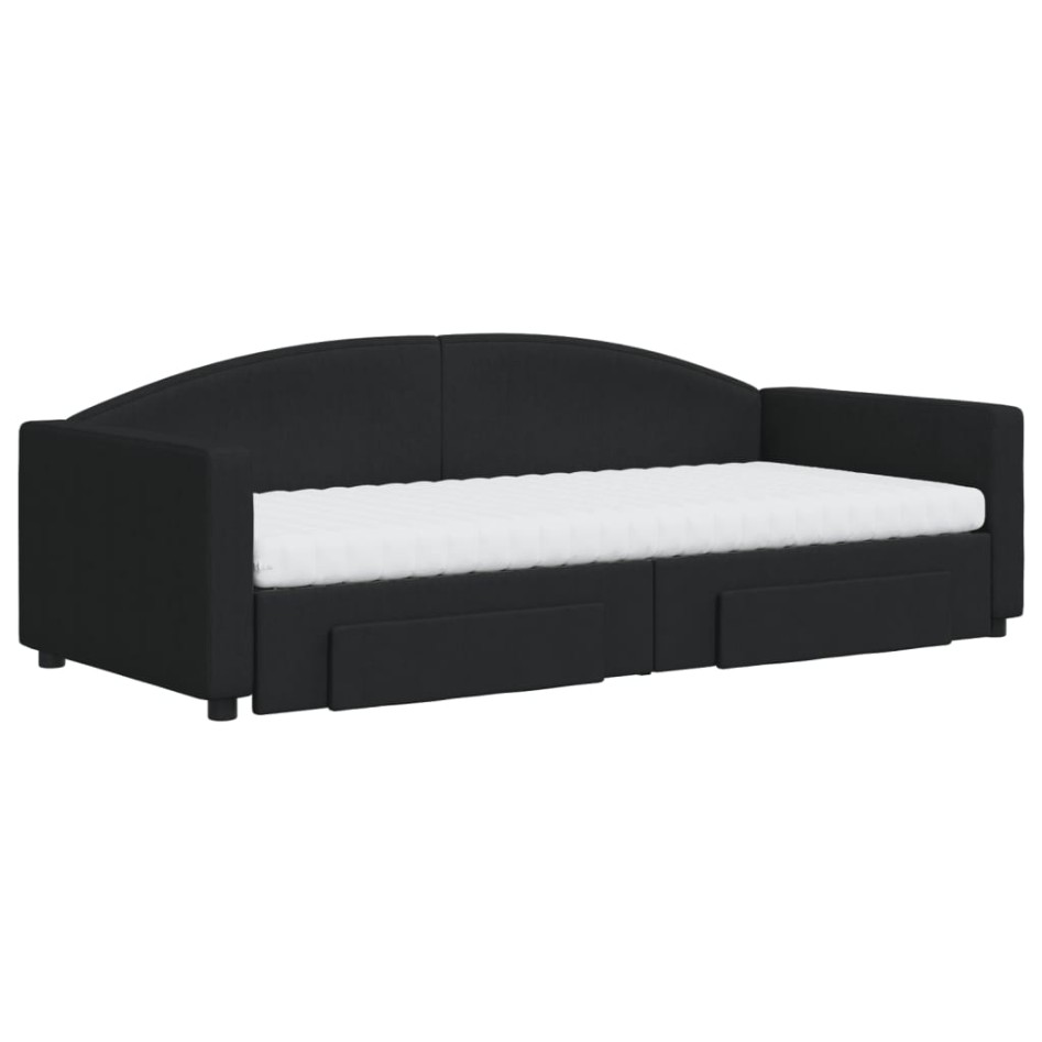 Sofá cama nido con cajones tela negro 90x200