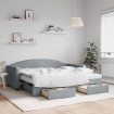 Sofá cama nido con cajones tela gris claro 90x190 cm