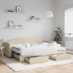 Sofá cama nido con cajones tela color crema 90x200 cm