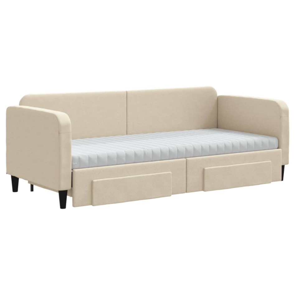 Sofá cama nido con cajones tela color crema 80x200