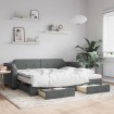 Sofá cama nido con cajones tela gris oscuro 90x190 cm