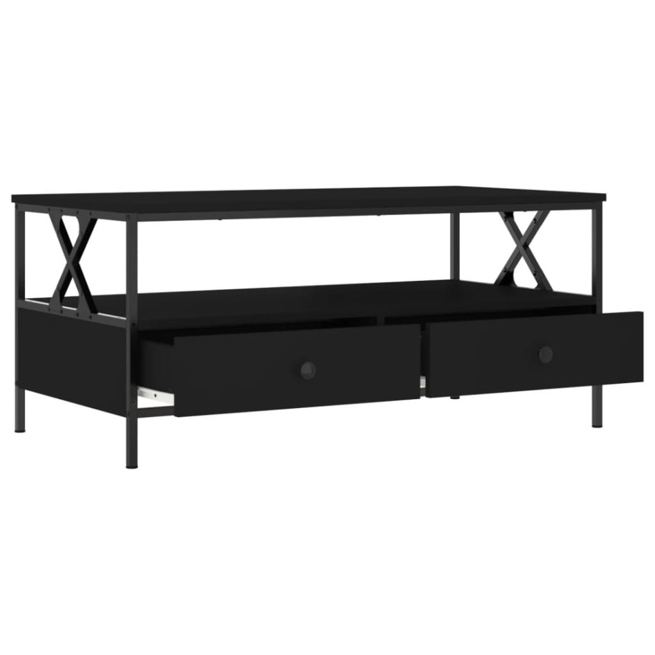 Mesa de centro madera de ingeniería negro 100x51x45