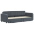 Sofá cama nido con cajones terciopelo gris oscuro 80x200