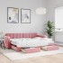 Sofá cama nido con cajones terciopelo rosa 80x200