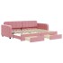 Sofá cama nido con cajones terciopelo rosa 80x200