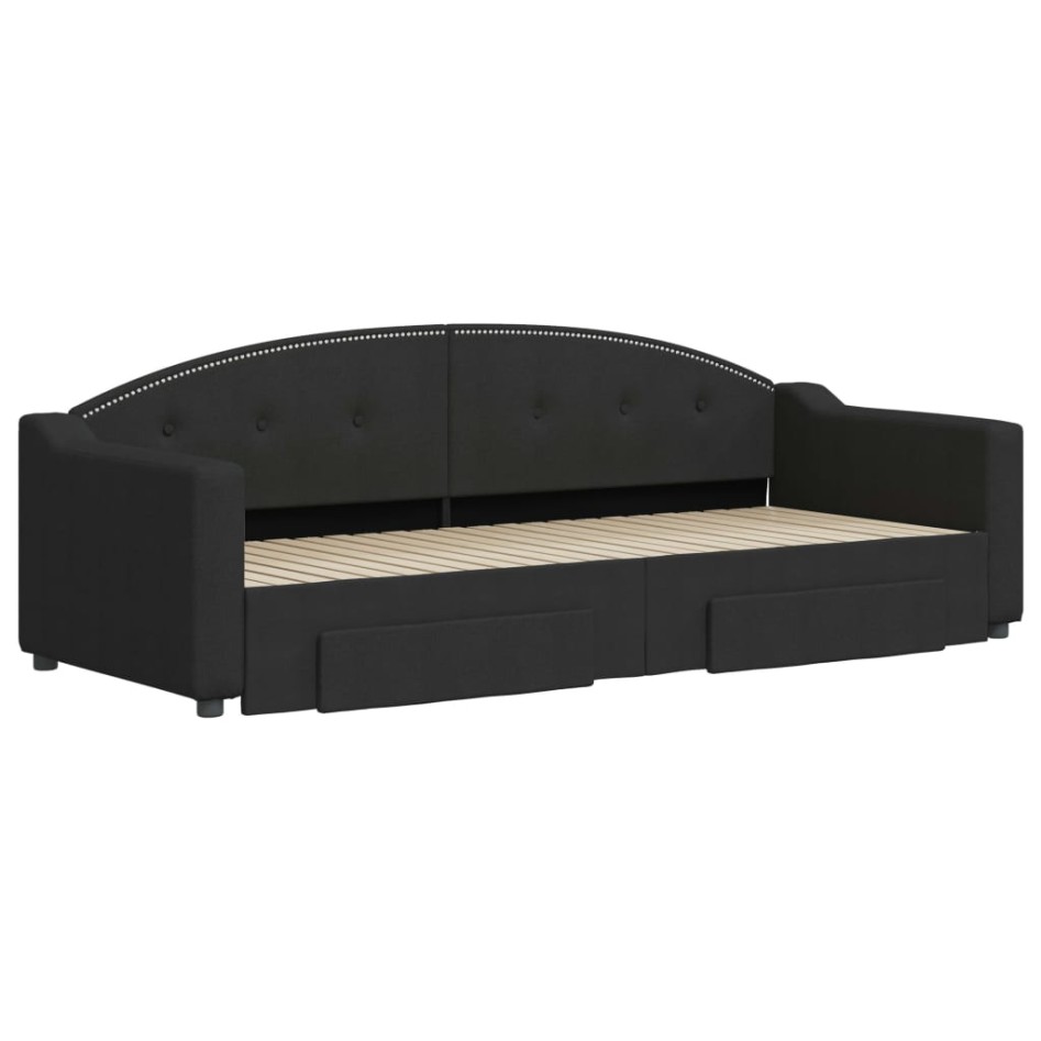 Sofá cama nido con cajones tela negro 80x200