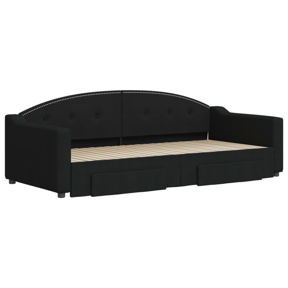 Sofá cama nido con cajones tela negro 90x200