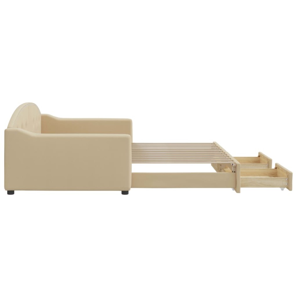 Sofá cama nido con cajones tela color crema 100x200