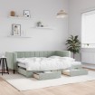 Sofá cama nido con cajones terciopelo gris claro 80x200 cm