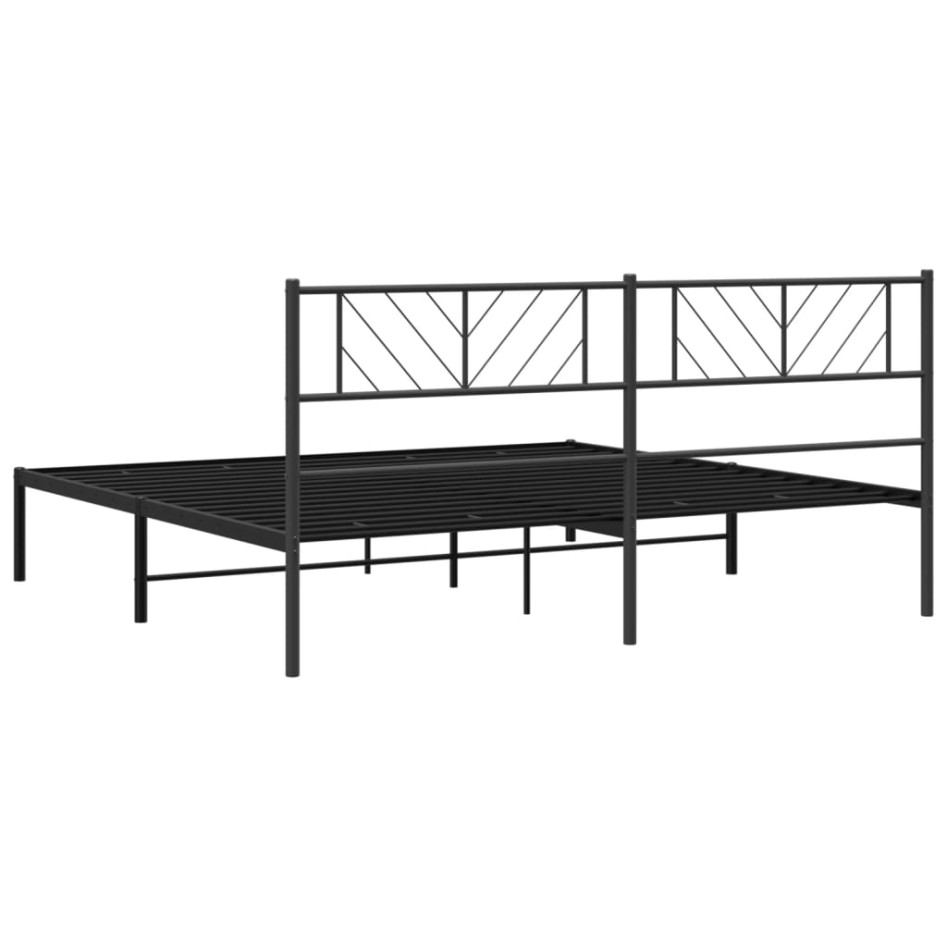 Estructura cama sin colchón con cabecero metal negro 180x200