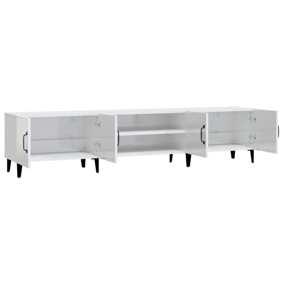 Mueble de TV madera contrachapada blanco brillo 180x31,5x40