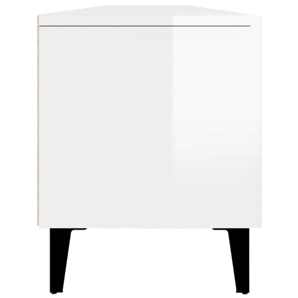 Mueble de TV madera contrachapada blanco brillo 180x31,5x40