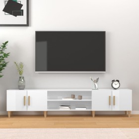 Mueble de TV madera contrachapada blanco brillo 180x31,5x40