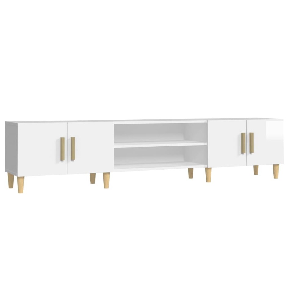 Mueble de TV madera contrachapada blanco brillo 180x31,5x40