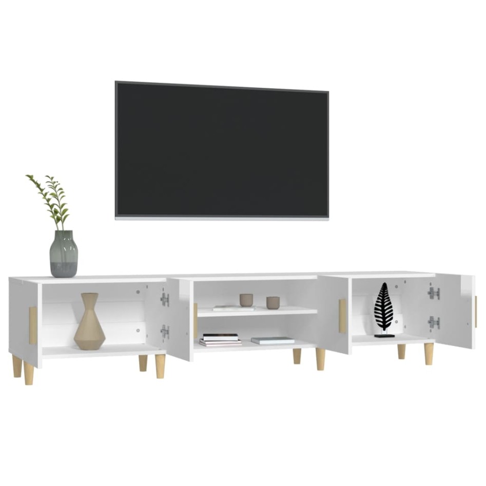 Mueble de TV madera contrachapada blanco brillo 180x31,5x40