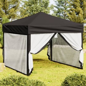 Carpa para fiestas plegable con paredes laterales negra 3x3