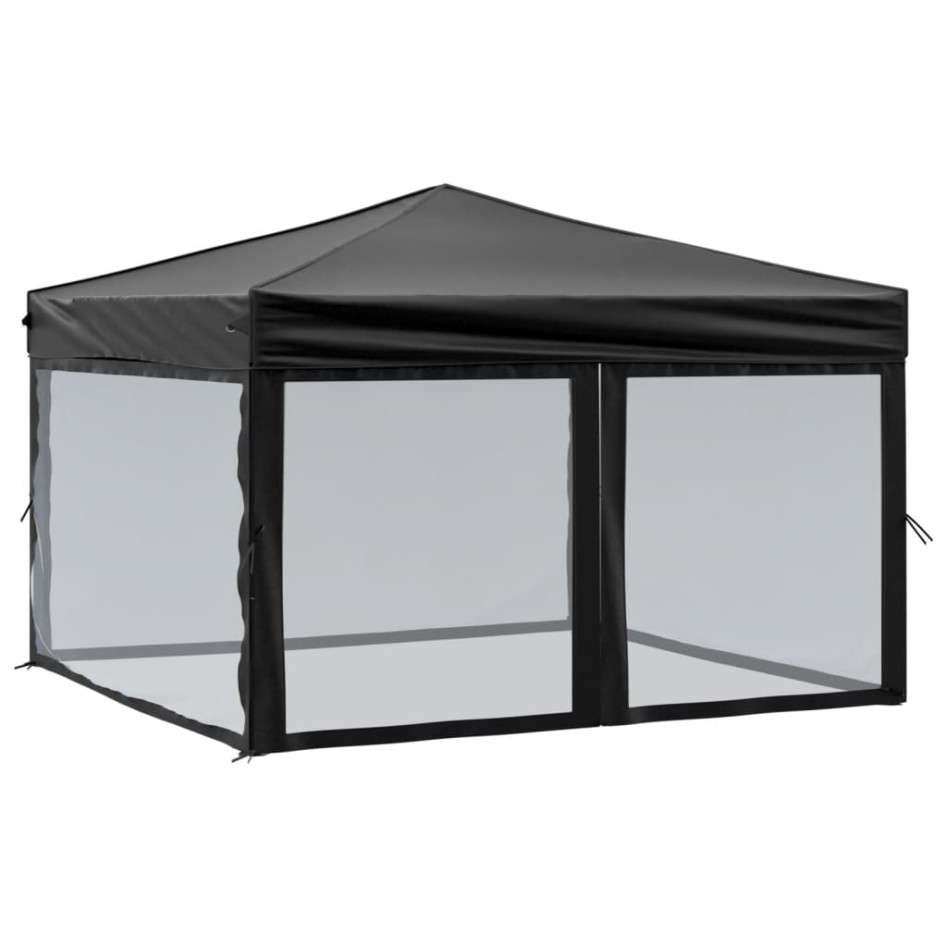 Carpa para fiestas plegable con paredes laterales negra 3x3