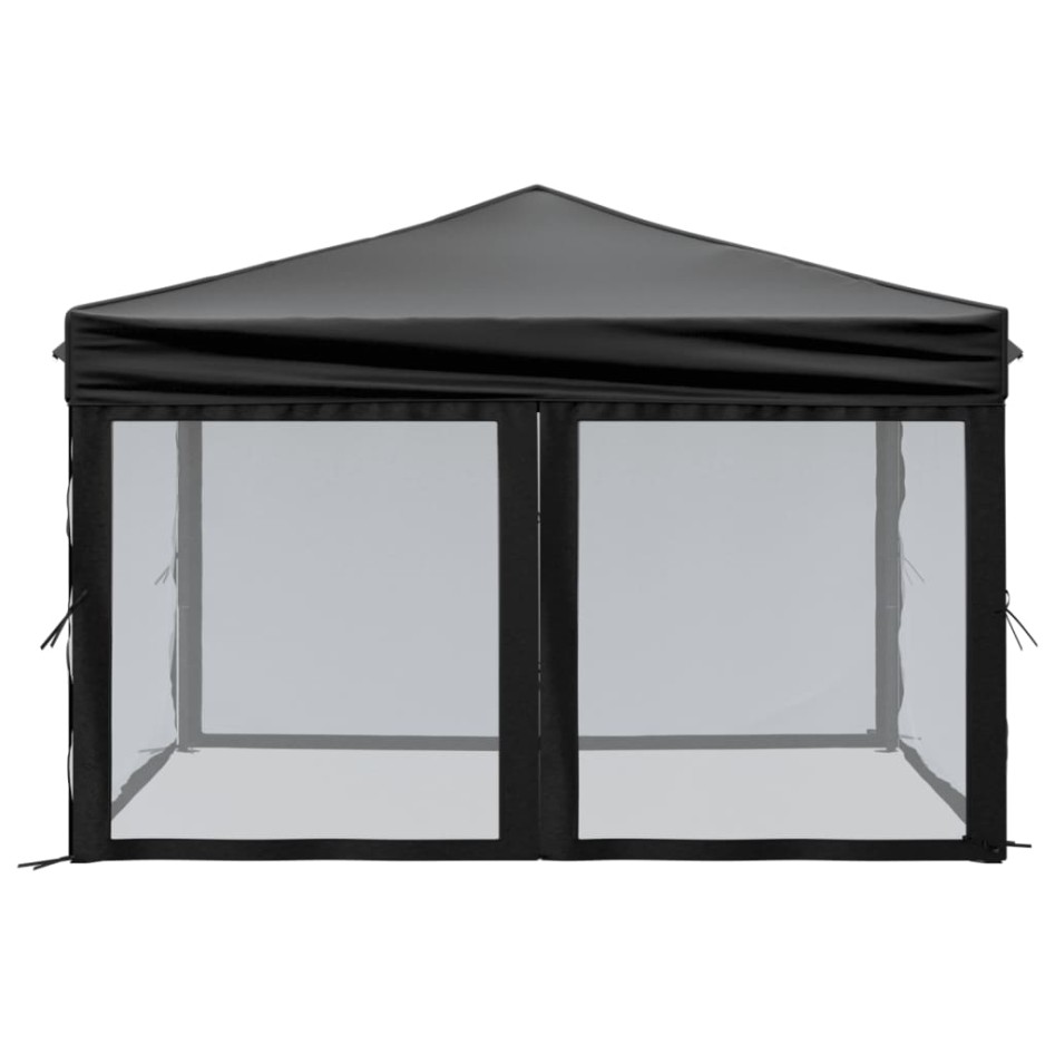 Carpa para fiestas plegable con paredes laterales negra 3x3
