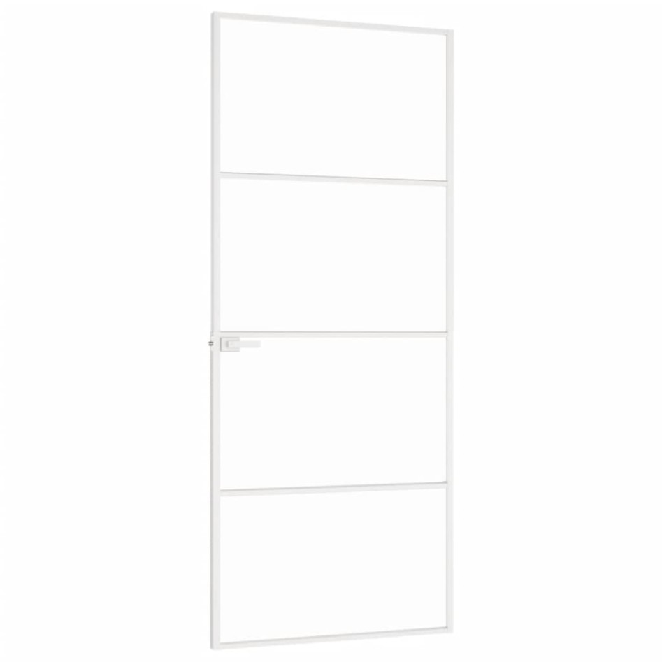 Puerta de interior vidrio templado y aluminio blanco