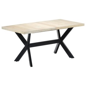 Mesa de comedor madera maciza de mango blanco 160x80x75