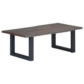 Mesa de centro borde natural acacia maciza gris 115x60x40