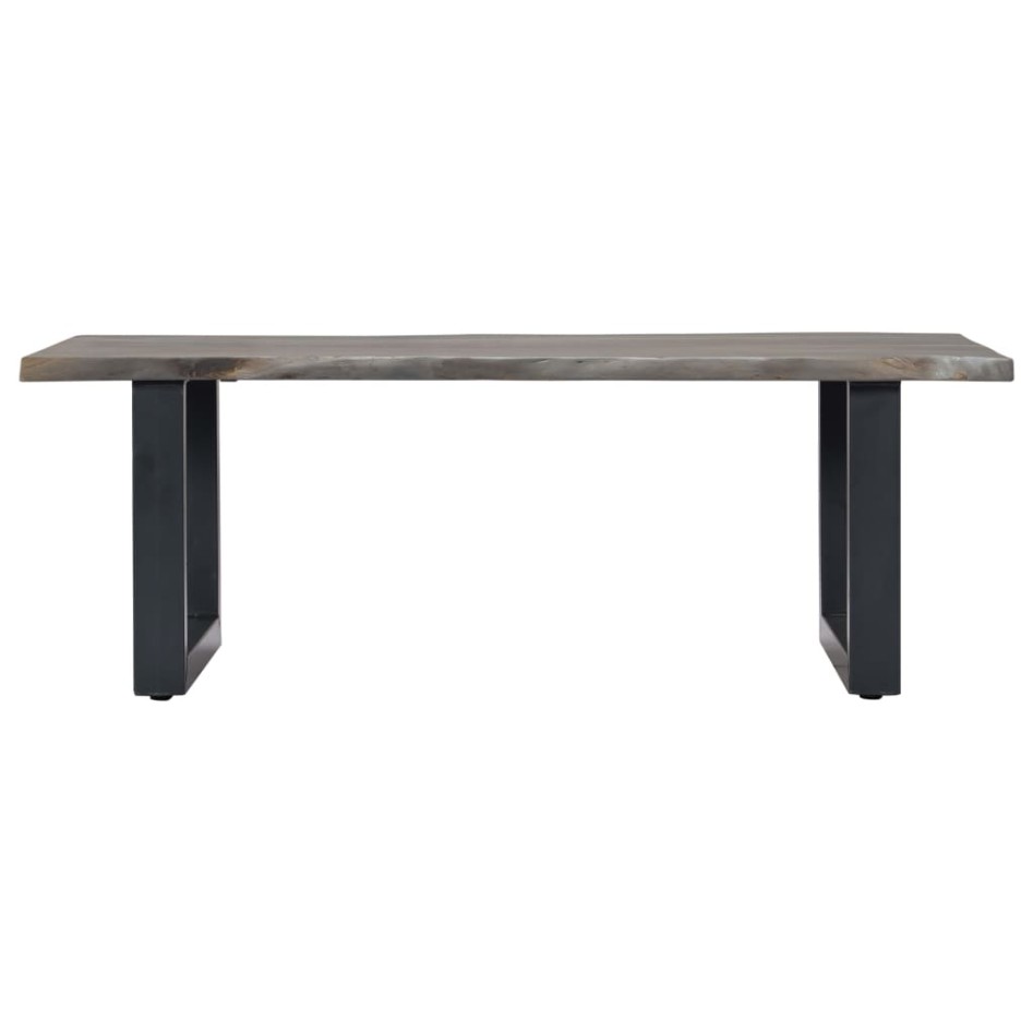 Mesa de centro borde natural acacia maciza gris 115x60x40