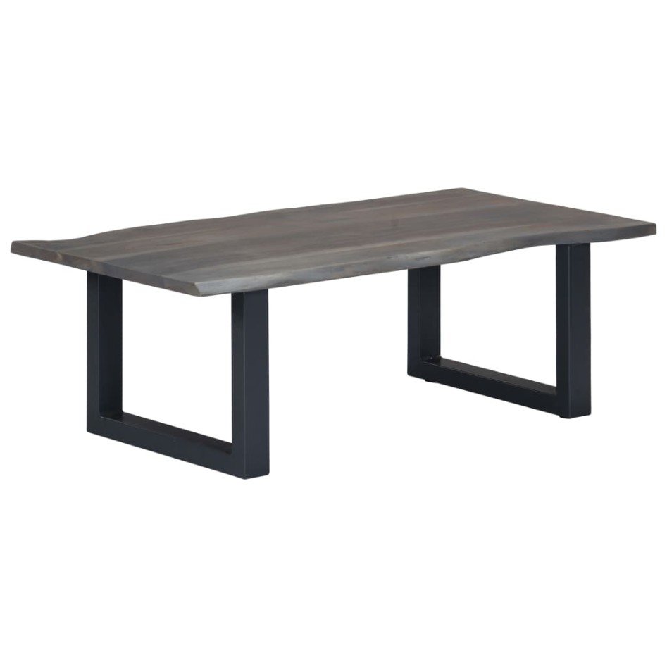 Mesa de centro borde natural acacia maciza gris 115x60x40