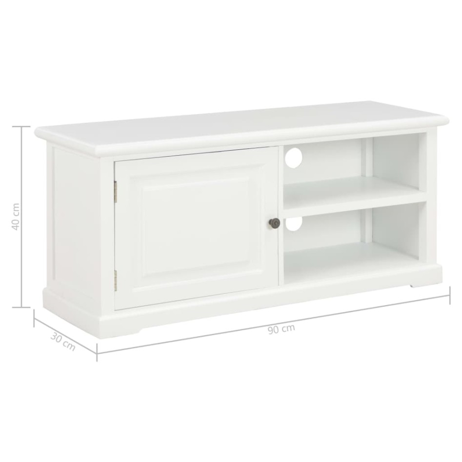 Mueble para TV de madera blanco 90x30x40