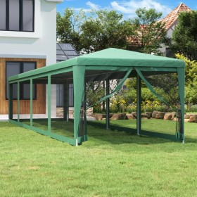 Carpa para fiestas con 10 paredes de malla HDPE verde 3x12