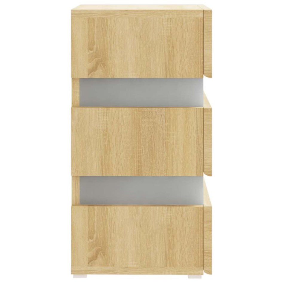 Mesita de noche luz LED madera de ingeniería Sonoma 45x35x67