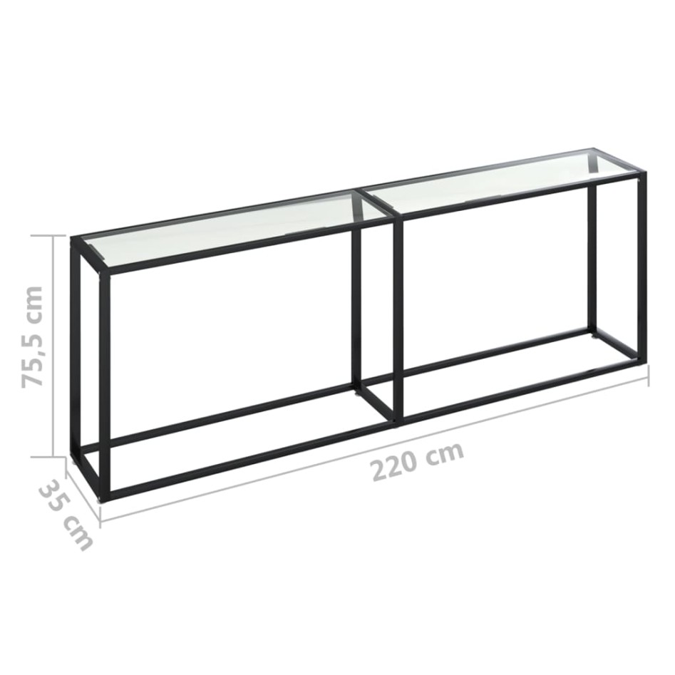Mesa consola vidrio templado transparente 220x35x75,5