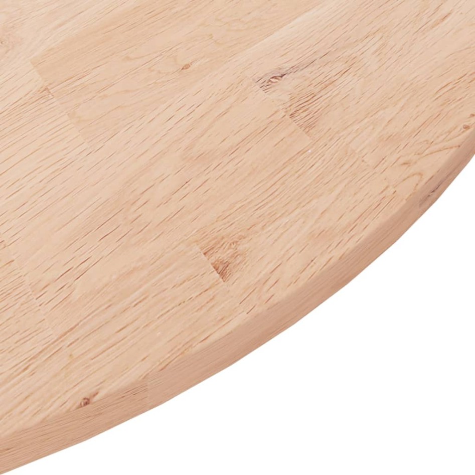 Superficie de mesa redonda madera de roble sin tratar
