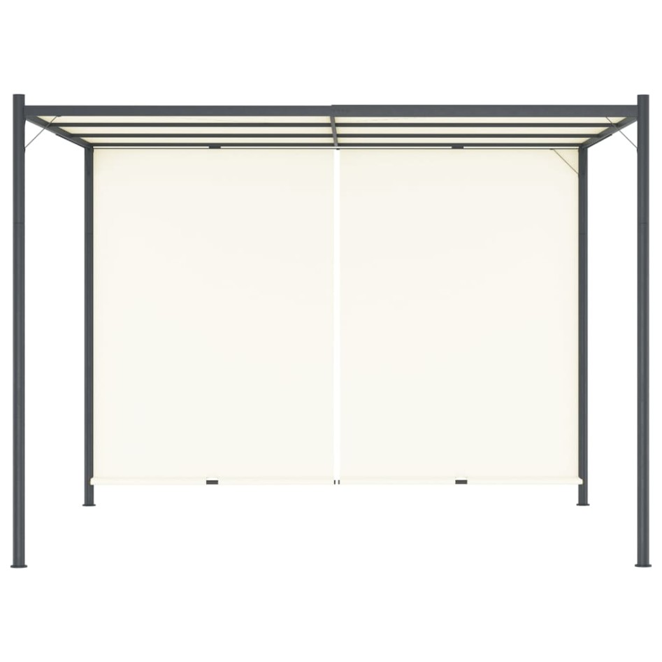 Pérgola con tejado ajustable acero color blanco crema 3x3