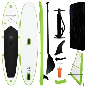 Tabla de paddle surf inflable con vela verde y